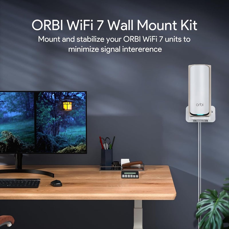 SURVADV Wall Mount for Orbi WiFi 7 Router - Compatible with Orbi 970, 870, 770 Series & Nighthawk Wi-Fi 7 Mesh Systems, Orbi Secure Bracket Holder for Save Space & Boost Signal (RBEWMB-10000S) (White, 1-Pack) - Image 2